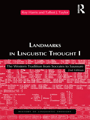 cover image of Landmarks In Linguistic Thought Volume I